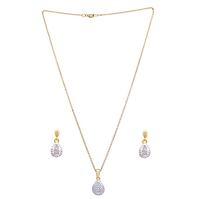 Send Estelle 24 Ct Gold Plated Pendant Set Ferns N Petals - Estelle Pendant Set