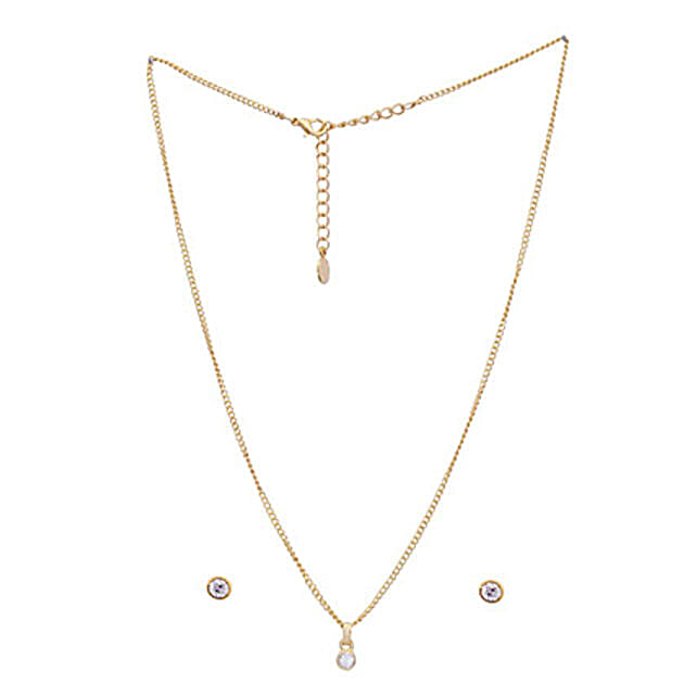 Send Estelle Gold Pendant Set For Women Ferns N Petals - Estelle Pendant Set