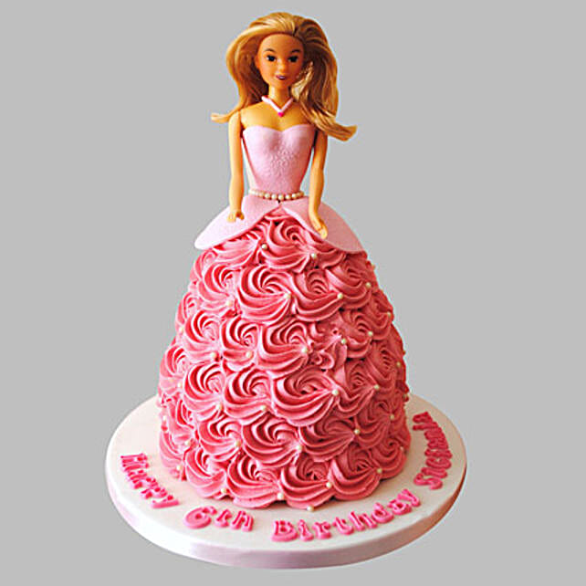 Flamboyant Barbie Cake Vanilla 2kg Gift Barbie Doll Cake For Little