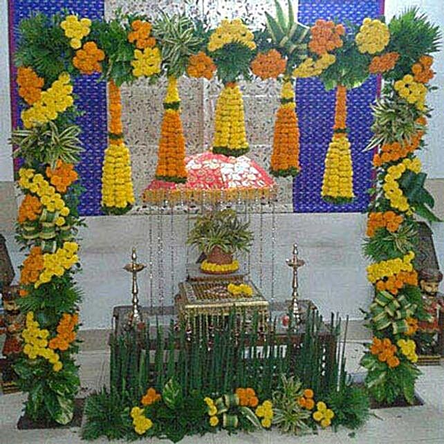 Marigold N Leaves Flower Decoration Gift Marigold N Leaves