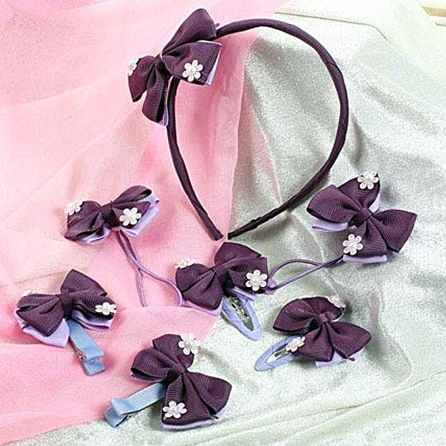 Purple Hair Accessory Set Gift Purple Hair Band And Clips Set