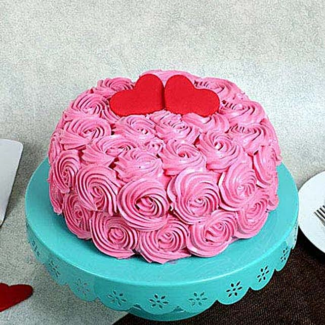 Rose Cream Valentine Cake Vanilla 1kg Eggless Gift Valentine Cake Online Ferns N Petals