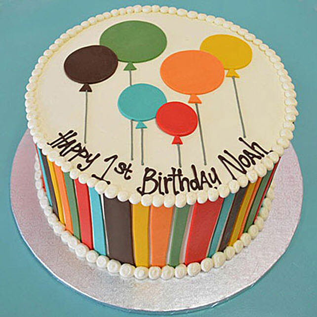 Shades Of Balloons Cake 1kg Truffle Gift Birthday Cakes In Balloon Design 1kg Truffle Ferns N Petals