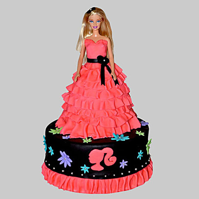 Wavy Dress Barbie Cake 2kg Chocolate Gift Little Barbie Birthday