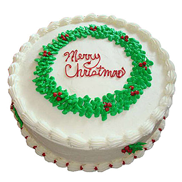 White Merry Christmas Cake Half Kg Truffle Gift Merry Xmas Cake