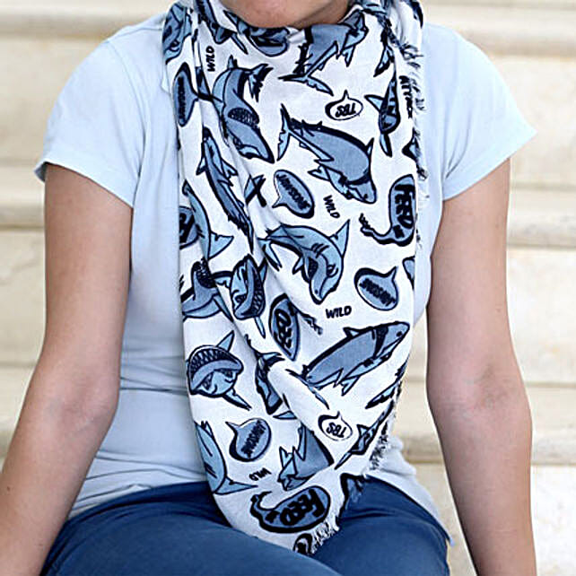 Buy/Send Blue and White Fish Stole Online- FNP