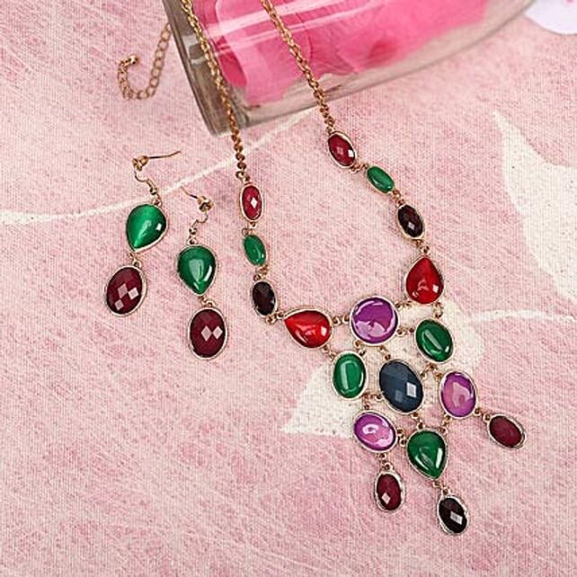 Buy/Send Colourful Stone Necklace Set 