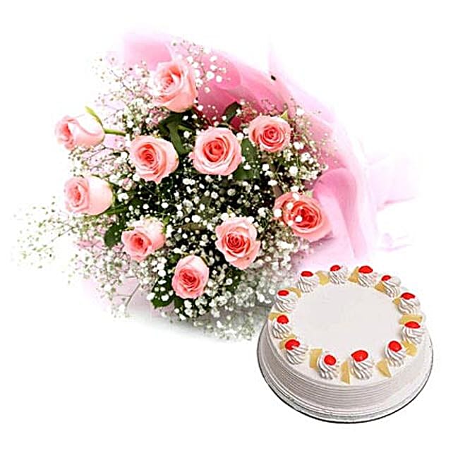Buy/Send Flower and Cake Hamper Combo Eggless Online FNP