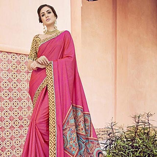 Buy/Send Amazing Pink office wear Art Silk Saree Online FNP