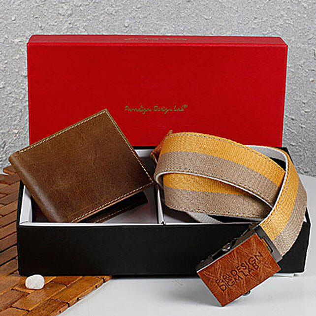 Paradigm Brown Wallet N Belt Combo 