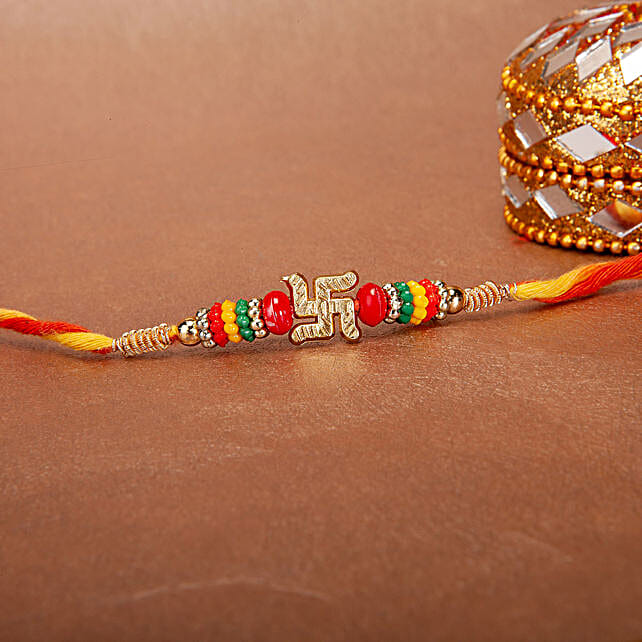 Buysend Swastik Beaded Rakhi Online Fnp