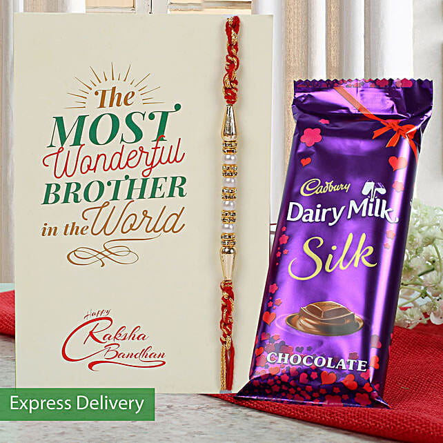 Buy/Send Rakhi And Dairy Milk Silk Combo Online FNP