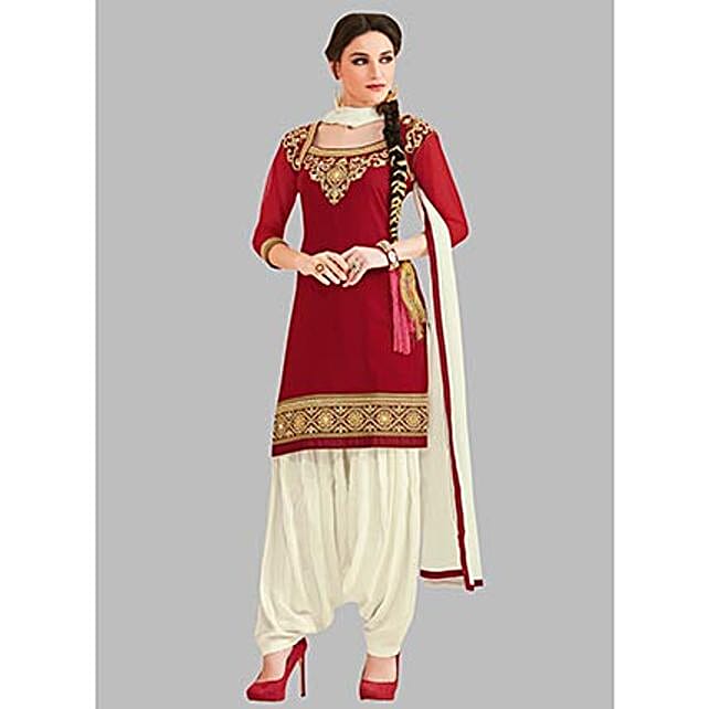 White Georgette Dress Material 