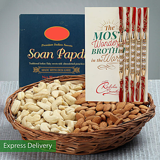 Buy/Send Dry Fruits Basket & Rakhi Combo Online FNP