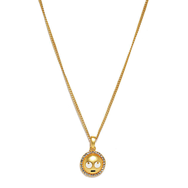 Buy/Send Shocked Emoji Pendant With Chain Online- FNP