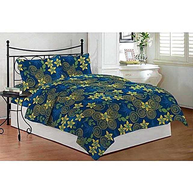 Buy/Send Cotton Bombay Dyeing Double Bed Sheet Blue Online FNP