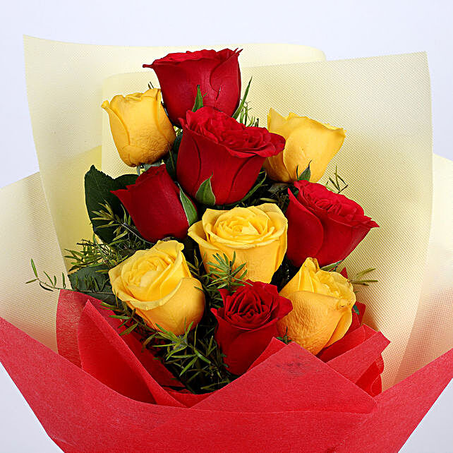 Graceful Red Amp Yellow Roses Bouquet Gift Red N Yellow Roses