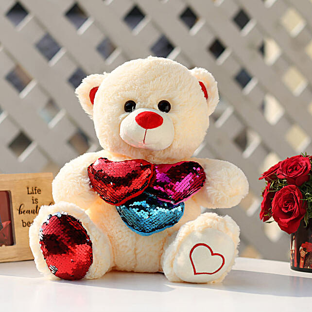 sequin teddy bear