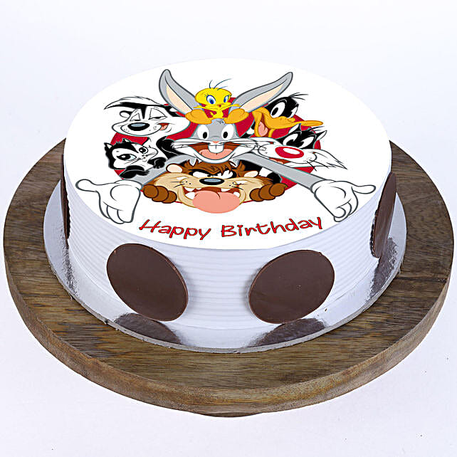 Looney Tunes Photo Cake Vanilla Half Kg Eggless Gift Kids