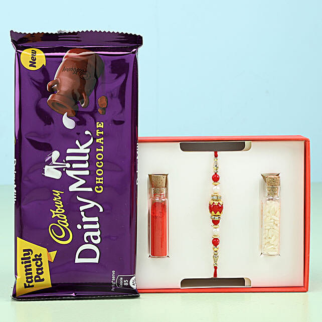 Buy/Send Rakhi & Cadbury Dairy Milk Family Pack Combo Online FNP