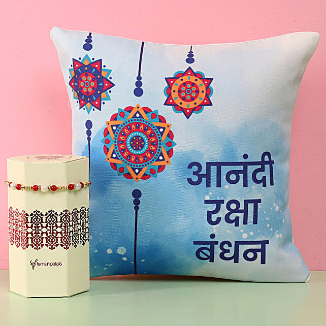 Buy/Send Fancy Rakhi & Happy Raksha Bandhan Cushion Marathi Online FNP