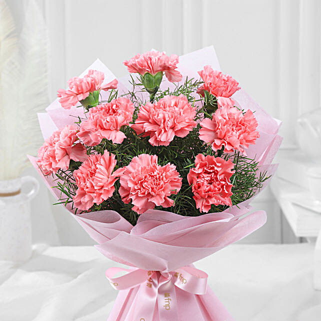 Buy Send Pretty Pink Carnations Bouquet Online Ferns N Petals