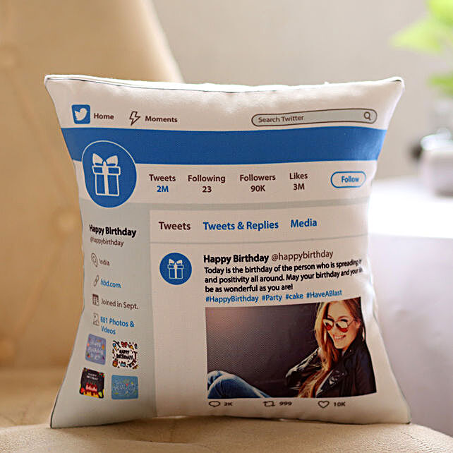 Personalised Twitter Birthday Cushion