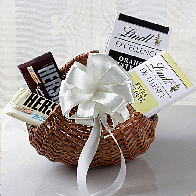 Lindt Chocolates Cane Basket Hamper