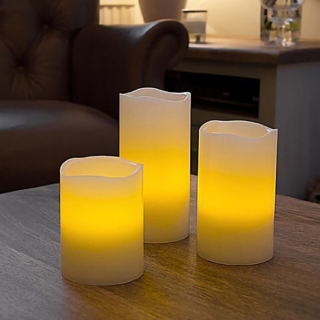 Buy Send Led Pillar Candles Set Online- Fnp