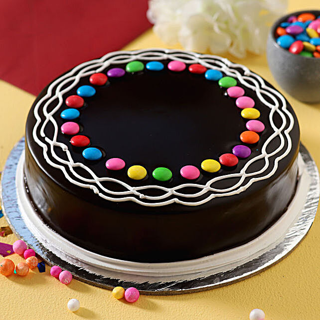 Gems Decorated Chocolate Cake Half Kg Gift Decorated Cakes Online Ferns N Petals