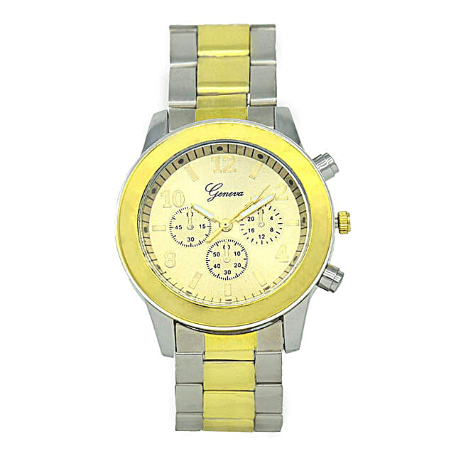 Buy/Send Silver Gold Metallic Watch Online- FNP