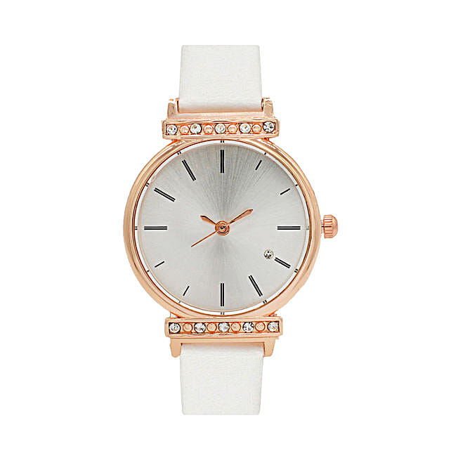 Buy/Send Sleek White Women's Watch Online FNP