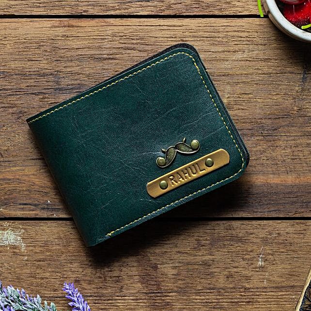 Personalised Forest Green Mens Wallet | Gift custom name wallet for ...
