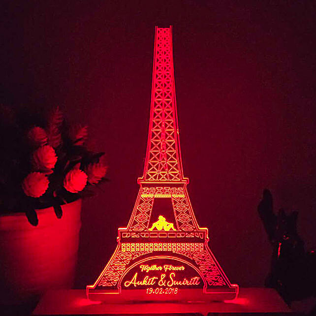 Eiffel Tower Plastic Clear Light Up LED Wedding Night Light Cake Topper Center