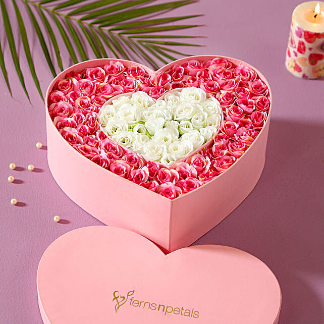 Buy/Send Artificial Roses Heart Box Online- FNP