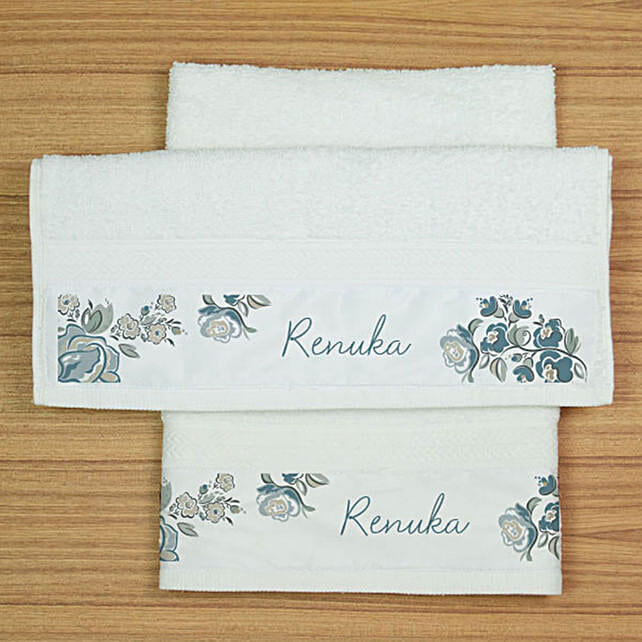 Buy/Send Personalised Floral Print Hand Towel Set Online FNP