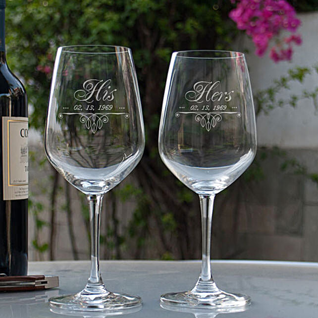 Buy/Send His & Hers Personalised Wine Glasses Online FNP