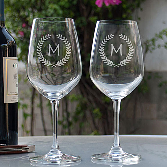 Buy/Send Set of Two Personalised Wine Glasses Online FNP