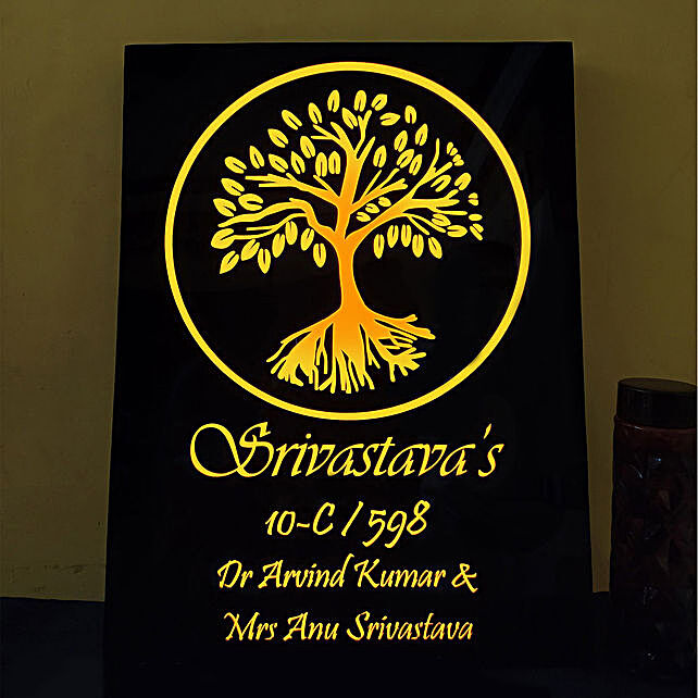 Buy Send Personalised Golden Tree Name Plate Online Ferns N Petals