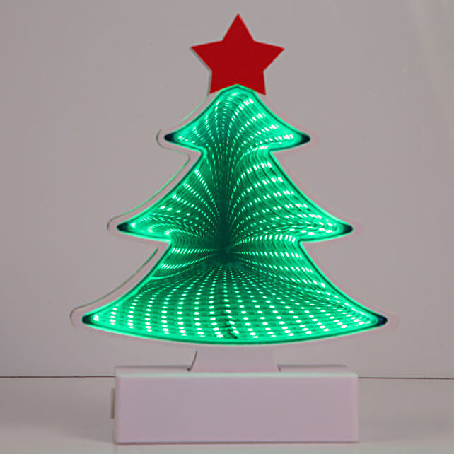 Christmas Tree Light Table Lamp Battery Operated Infinity Mirror Led Xmas Decor 