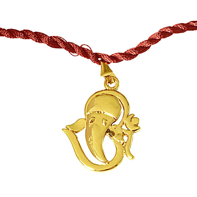 Gold Plated Om Ganesha Pendant Rakhi 