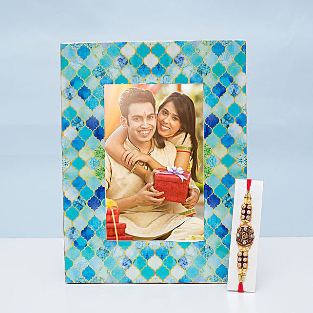 Buy/Send Rakhi With Multi Colour Personalised Photo Frame Online FNP