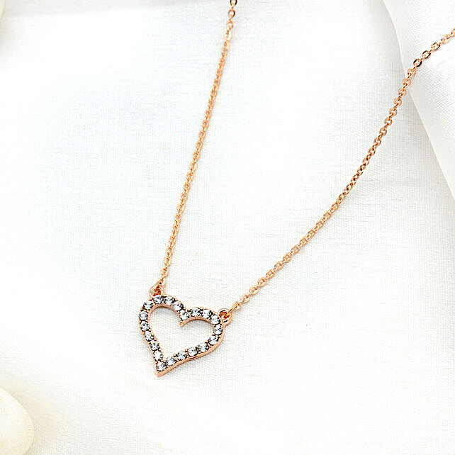 Buy/Send Heart Shaped Rose Gold Necklace Online- FNP