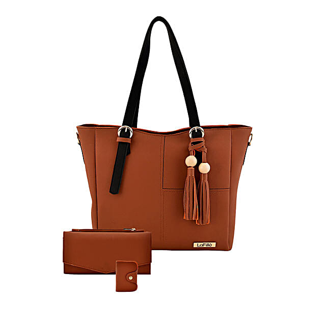Buy/Send Set Of 3 Casual Tan Women's Bags Online FNP