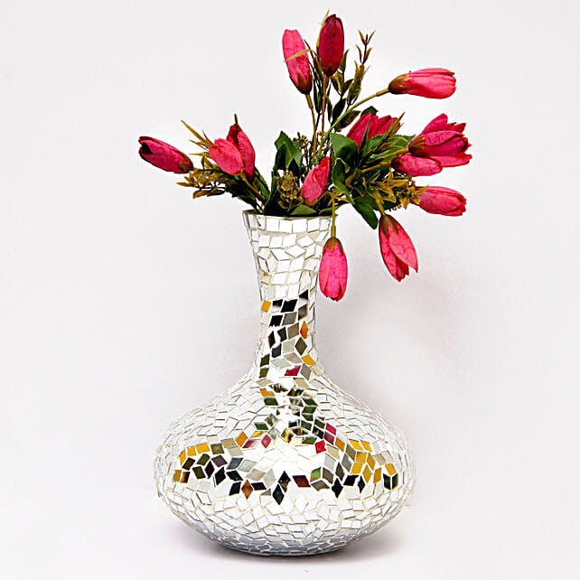 Buy/Send Sparkling White Mosaic Vase Online FNP