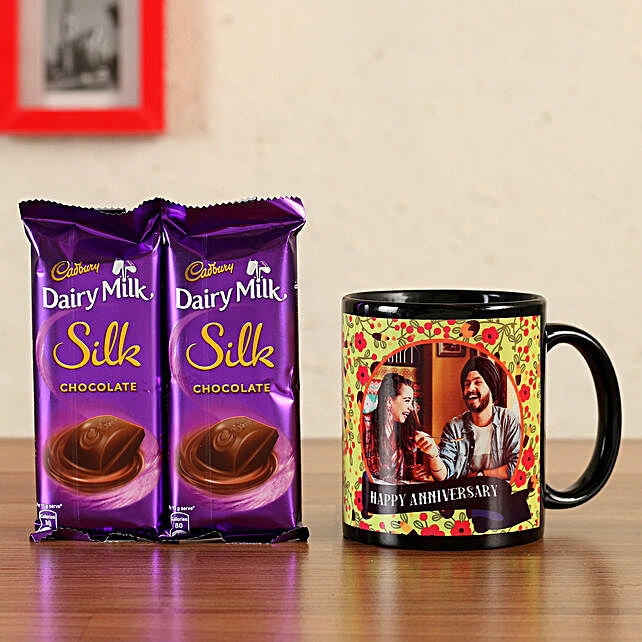 Buy/Send Personalised Black Mug & Cadbury Silk Online- FNP