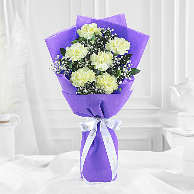 Buy Send Sunshine Love 6 Yellow Carnations Online Ferns N Petals