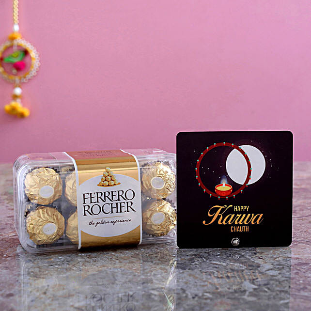 Buy/Send Karwa Moon Table Top & 16 Pcs Ferrero Rocher Box- C Online- FNP