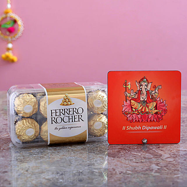 Buy/Send Shubh Deepawali Table Top & 16 Pcs Ferrero Rocher Box- C ...