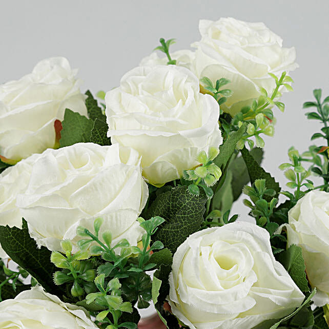 Buy/Send Artificial White Roses Vase Online Ferns N Petals